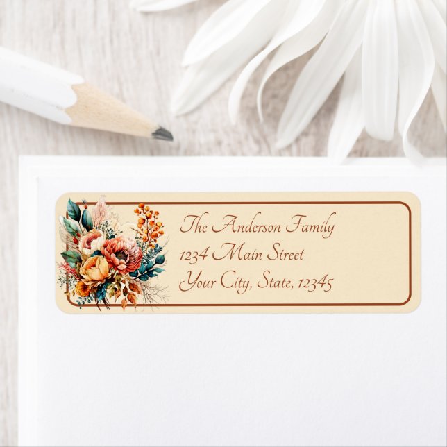 Lovely boho fall bouquet address return address label (Insitu)