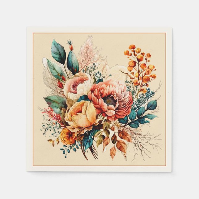Lovely boho fall bouquet napkin (Front)