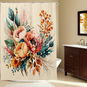 Lovely boho fall bouquet shower curtain