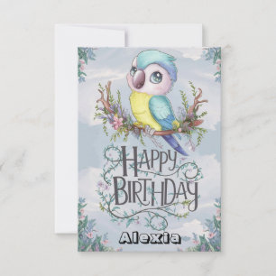 Lovely Boho Parrot Digital Birthday Card