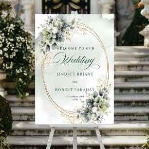 Lovely botanical greenery wedding welcome sign