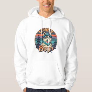 Lovely Boy Cool Vintage Retro Husky Puppy Hoodie