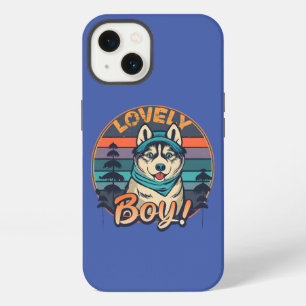 Lovely Boy Cool Vintage Retro Husky Puppy iPhone 13 Case
