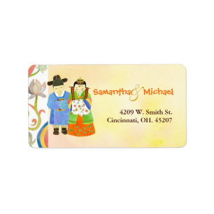 Lovely Bride and Groom Wedding Address Label
