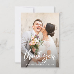 Lovely bride & groom photo wedding thank you card