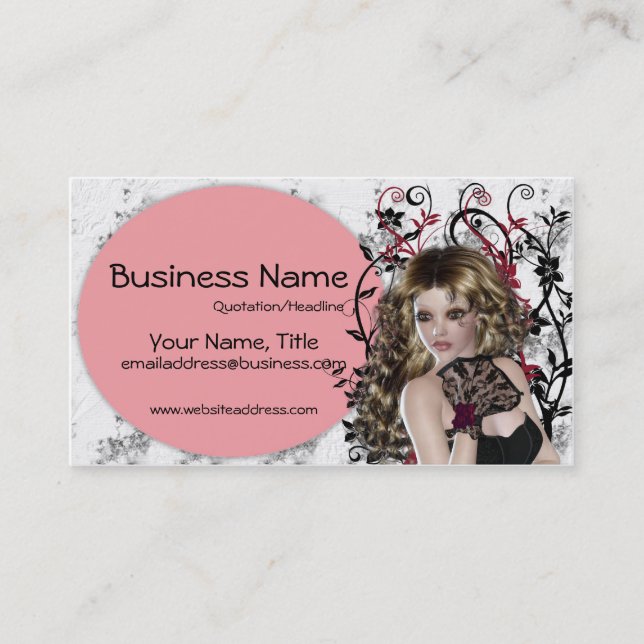 Lovely Brown Haired Lady 3- Fantasy Business Cards (Front)