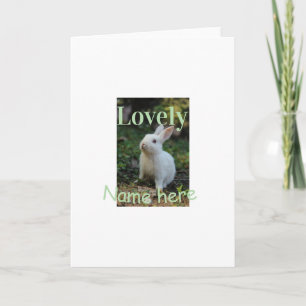 Lovely bunny rabbit pet photo name green pastel  card