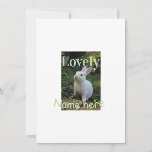 Lovely bunny rabbit pet photo name green pastel  invitation