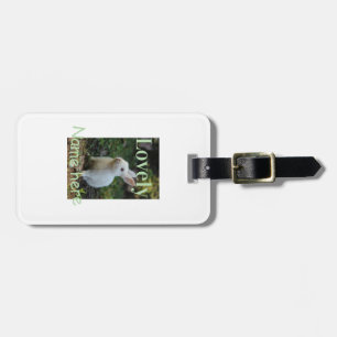 Lovely bunny rabbit pet photo name green pastel luggage tag