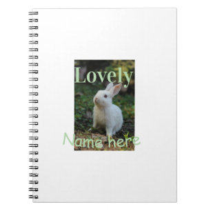 Lovely bunny rabbit pet photo name green pastel  notebook