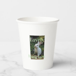 Lovely bunny rabbit pet photo name green pastel paper cups