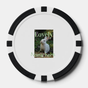 Lovely bunny rabbit pet photo name green pastel poker chips