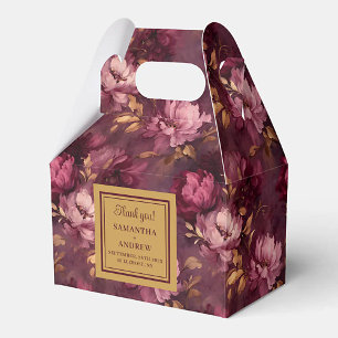 Lovely Burgundy Blush Gold Wedding Favor Gift Box