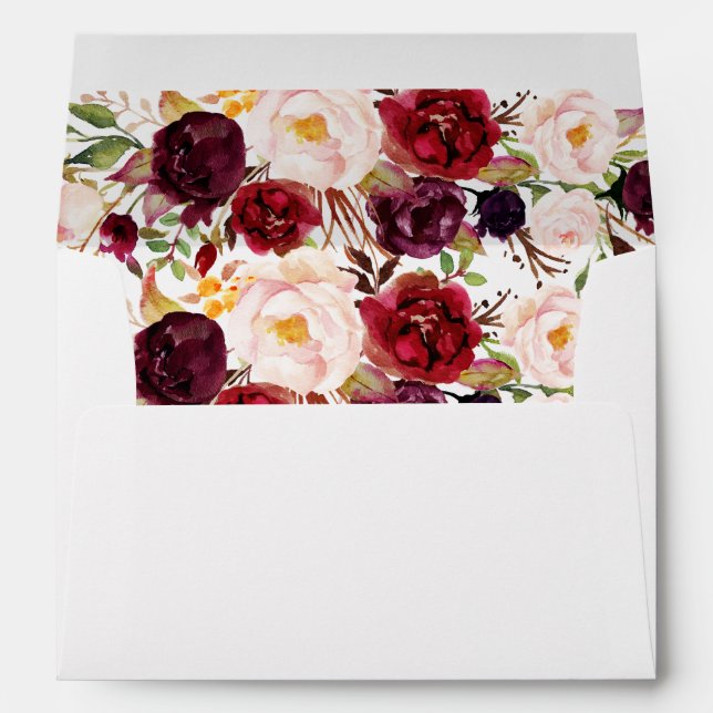 lovely burgundy floral wedding envelope (Back (Bottom))