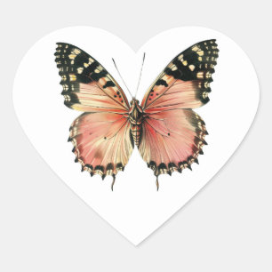 Lovely Butterfly On Heart-Shaped Sticker