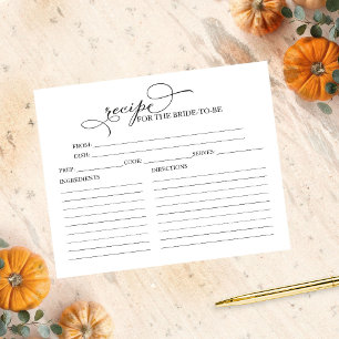 Lovely Calligraphy Bridal Shower Recipe Cards