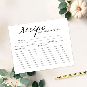 Lovely Calligraphy Bridal Shower Recipe Cards