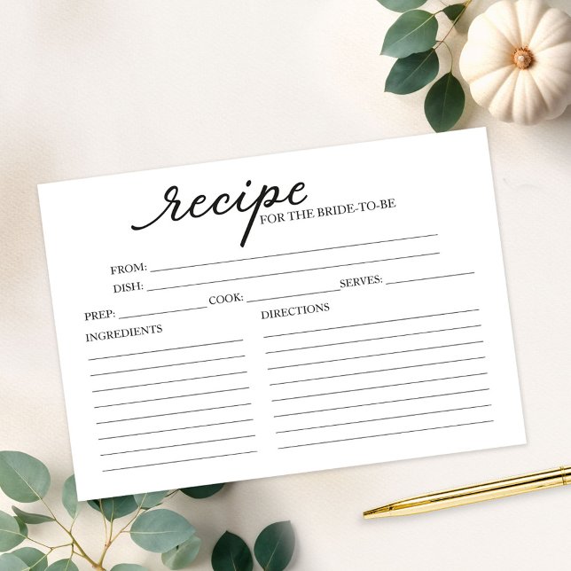 Lovely Calligraphy Bridal Shower Recipe Cards (Creator Uploaded)