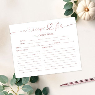 Lovely Calligraphy Bridal Shower Recipe Cards