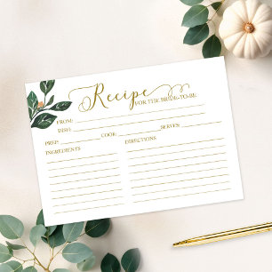 Lovely Calligraphy Bridal Shower Recipe Cards