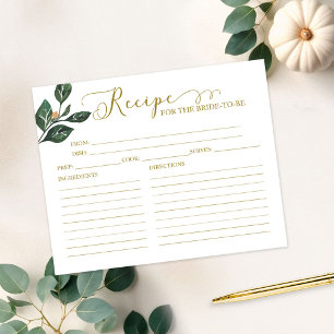 Lovely Calligraphy Bridal Shower Recipe Cards