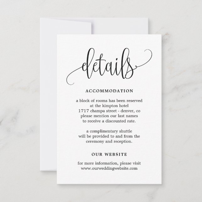 Lovely Calligraphy EDITABLE COLOR Details Card LCC (Front)