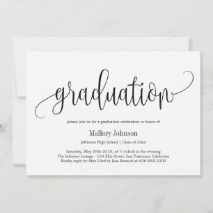 Lovely Calligraphy EDITABLE COLOR Graduation Party Invitation