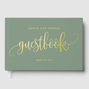 Lovely Calligraphy Editable Colour Foil Guestbook