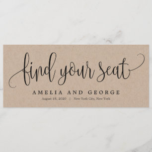 Lovely Calligraphy Find Your Seat Card