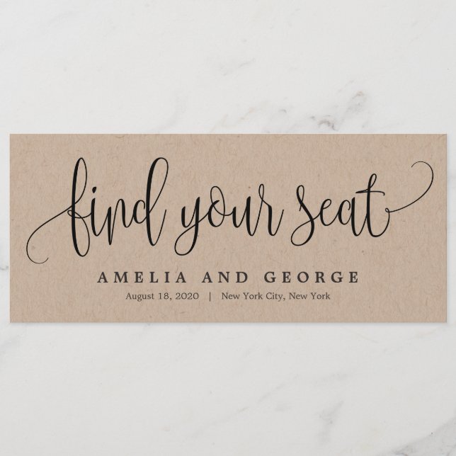 Lovely Calligraphy Find Your Seat Card (Front)