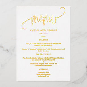 Lovely Calligraphy REAL FOIL Elegant Menu Card