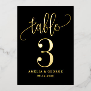 Lovely Calligraphy REAL FOIL Table Number Card