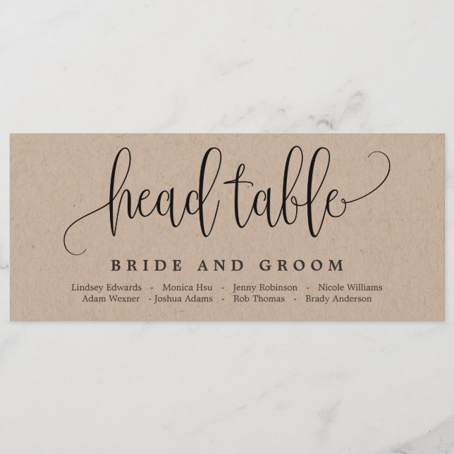 Lovely Calligraphy Seating Chart Card (Front)