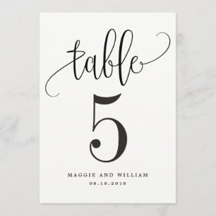 Lovely Calligraphy Table Number Card
