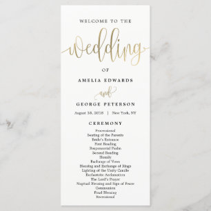 Lovely Calligraphy Wedding Program Faux Gold