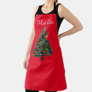 Lovely Cartoon Christmas Tree Winter Festive Apron