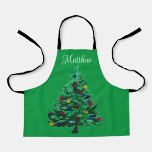 Lovely Cartoon Christmas Tree Winter Kids Winter Apron
