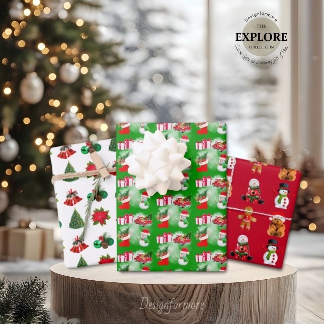 Lovely cartoons Wrapping Paper Flat Sheet Set of 3 (Creator Uploaded)