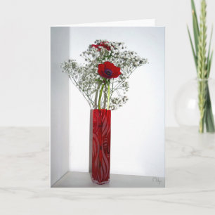 Lovely carved red vase card