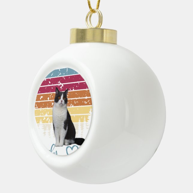 Lovely Cat Ceramic Ball Christmas Ornament (Right)