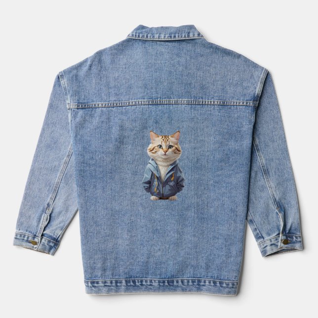 Lovely cat denim jacket (Back)