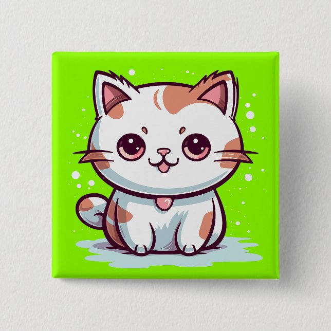 Lovely Cat Kawaii Style Clipart-47758 15 Cm Square Badge (Front)