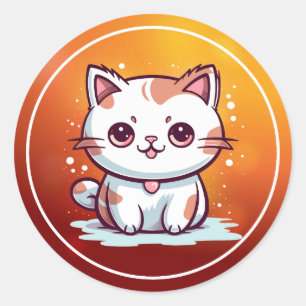 Lovely Cat Kawaii Style Clipart-47758 Classic Round Sticker