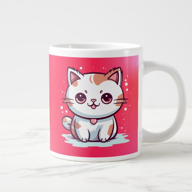 Lovely Cat Kawaii Style Clipart-47758 Large Coffee Mug (Right)