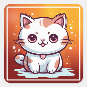 Lovely Cat Kawaii Style Clipart-47758 Square Sticker