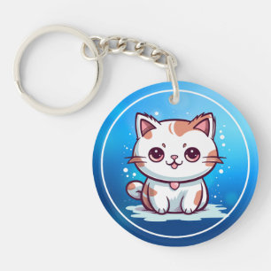 Lovely Cat Kawaii Style Clipart Key Ring