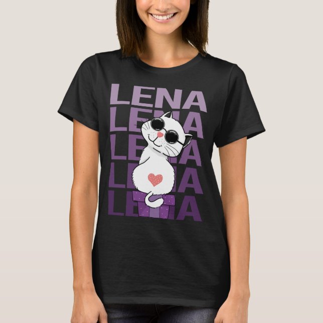 Lovely Cat - Lena Name T-Shirt (Front)