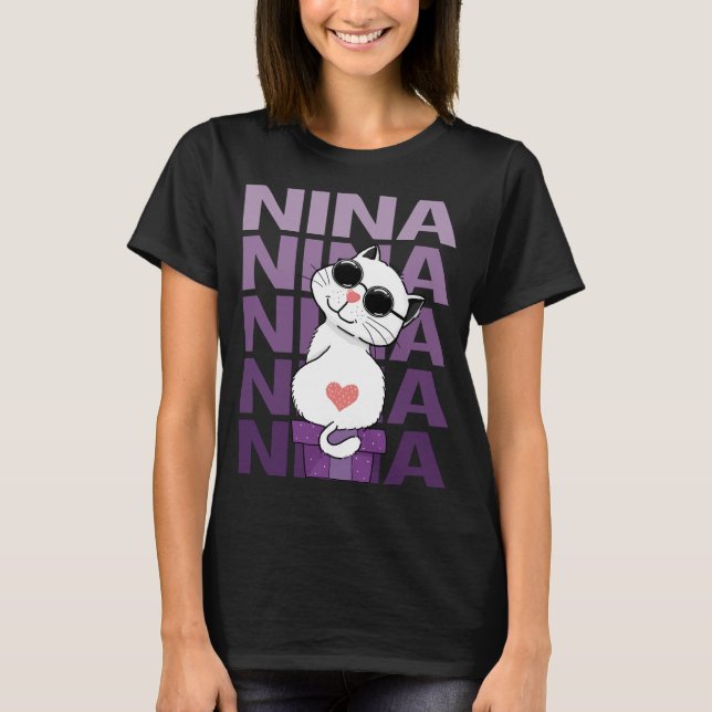 Lovely Cat - Nina Name T-Shirt (Front)