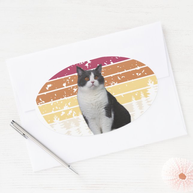Lovely Cat Oval Sticker (Envelope)