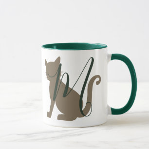 Lovely Cat theme Green and Brown Mug